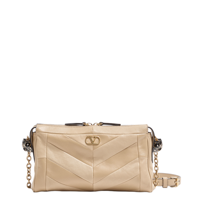Panthea Small Nappa Leather Shoulder Bag - Gold Beige - Image 1