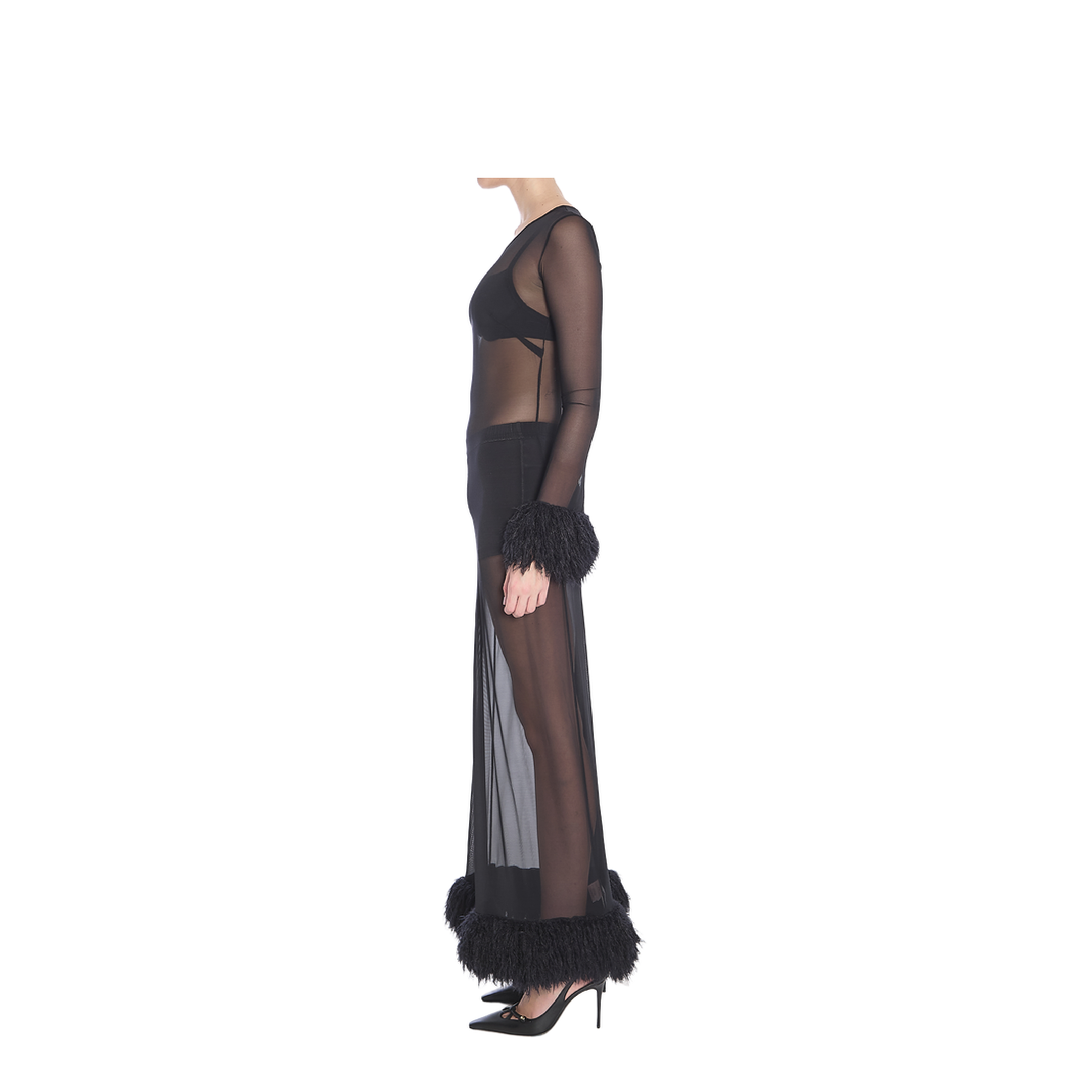 Mesh Jersey Long Dress - Image 3