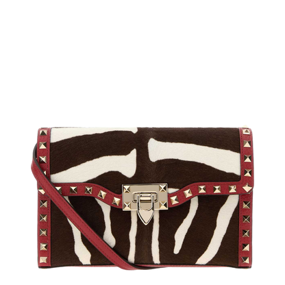 Printed Calf Hair Rockstud Crossbody Bag - Image 1