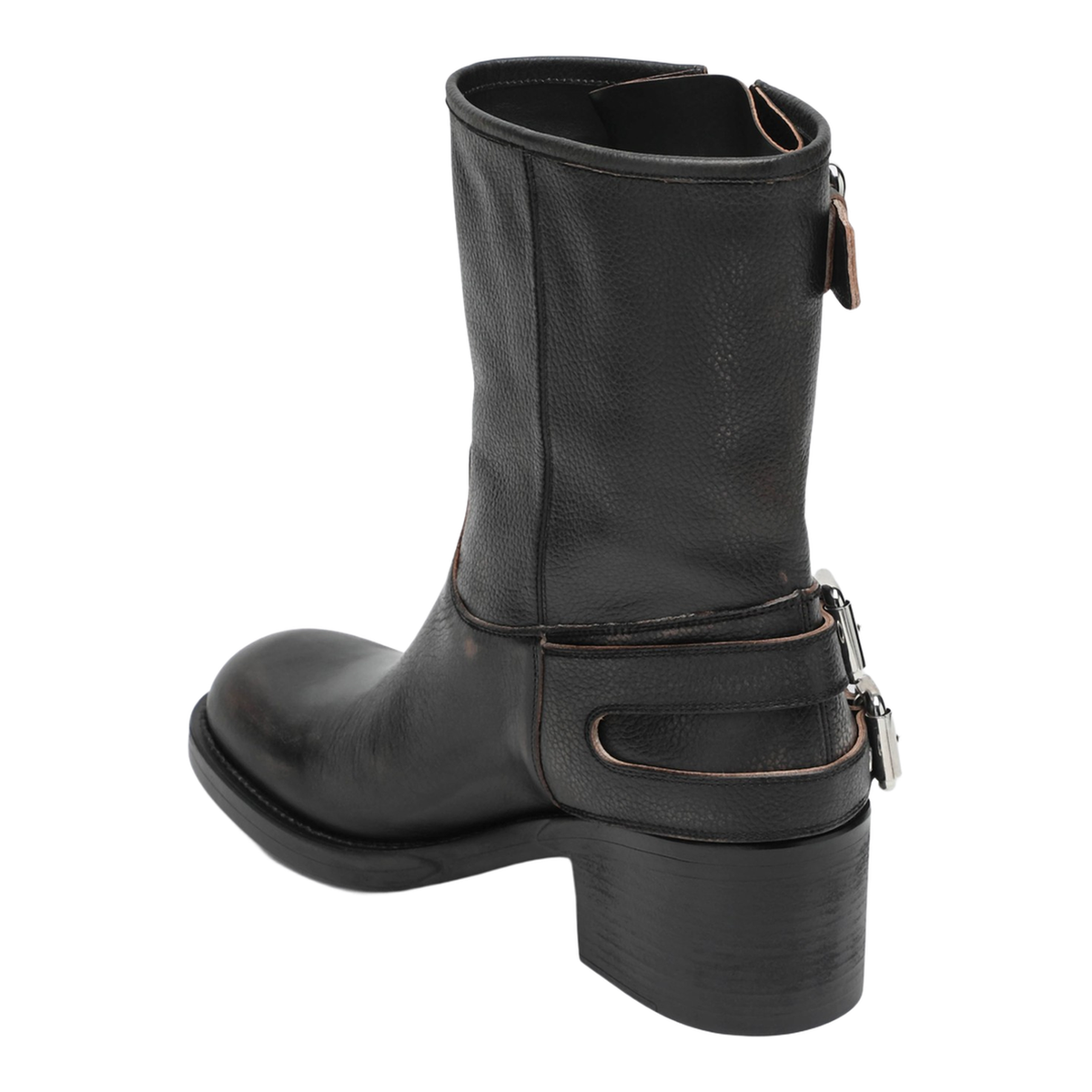 Black Dakota Biker-Style Boot With Vintage Effect - Image 2