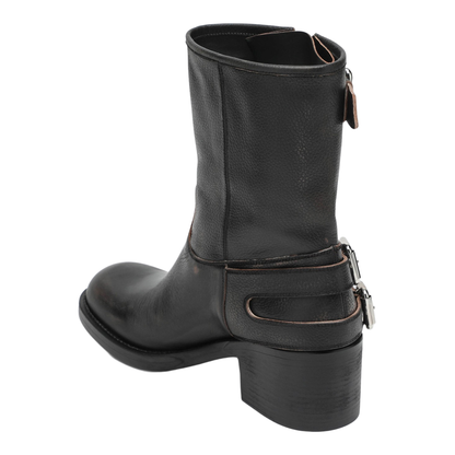 Black Dakota Biker-Style Boot With Vintage Effect - Image 2