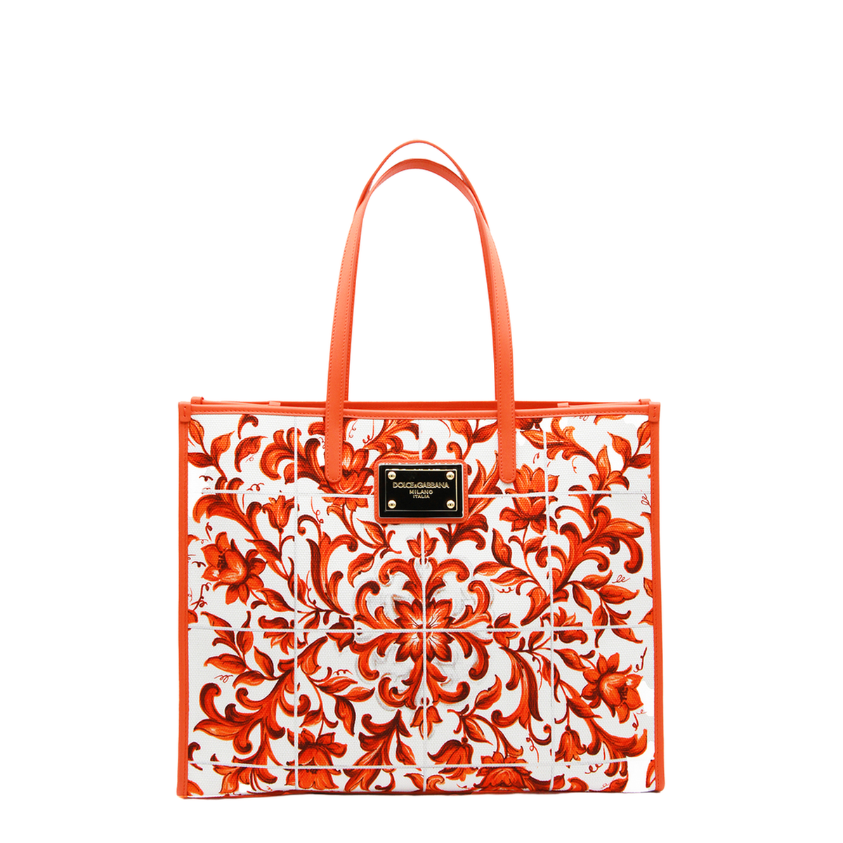 Maiolica Large Canvas Tote - White/Blue - Image 1