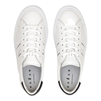 White Logo Design Flat Rubber Sole Lace-Up Closure - Image 2