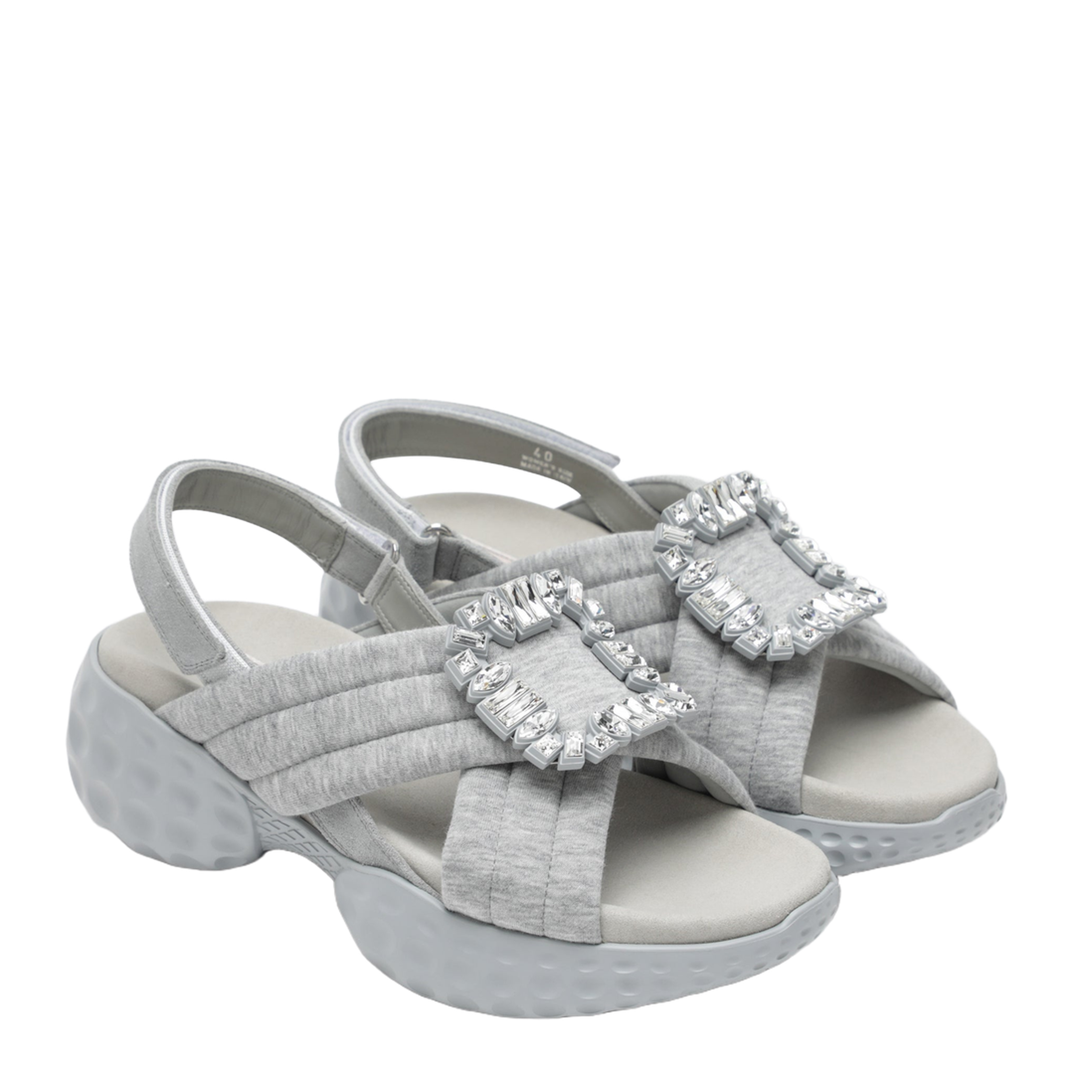 Run Slingback Sandals Grey with Crystals - Image 2