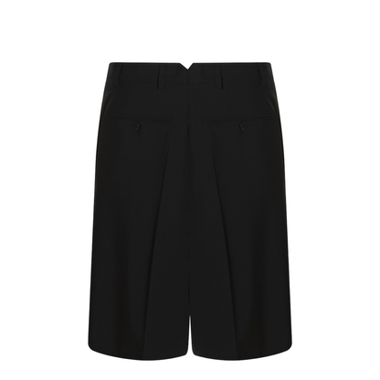 Black Pleated Bermuda Shorts in Cotton - Image 4