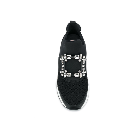 Black and White Leather Embellished Slip-On Sneakers - Image 4