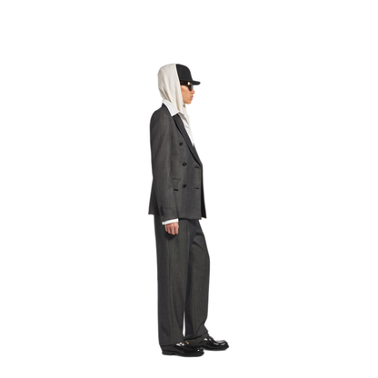 Double-Breasted Tailored Jacket in Wool Twill in Denim Look - Image 3