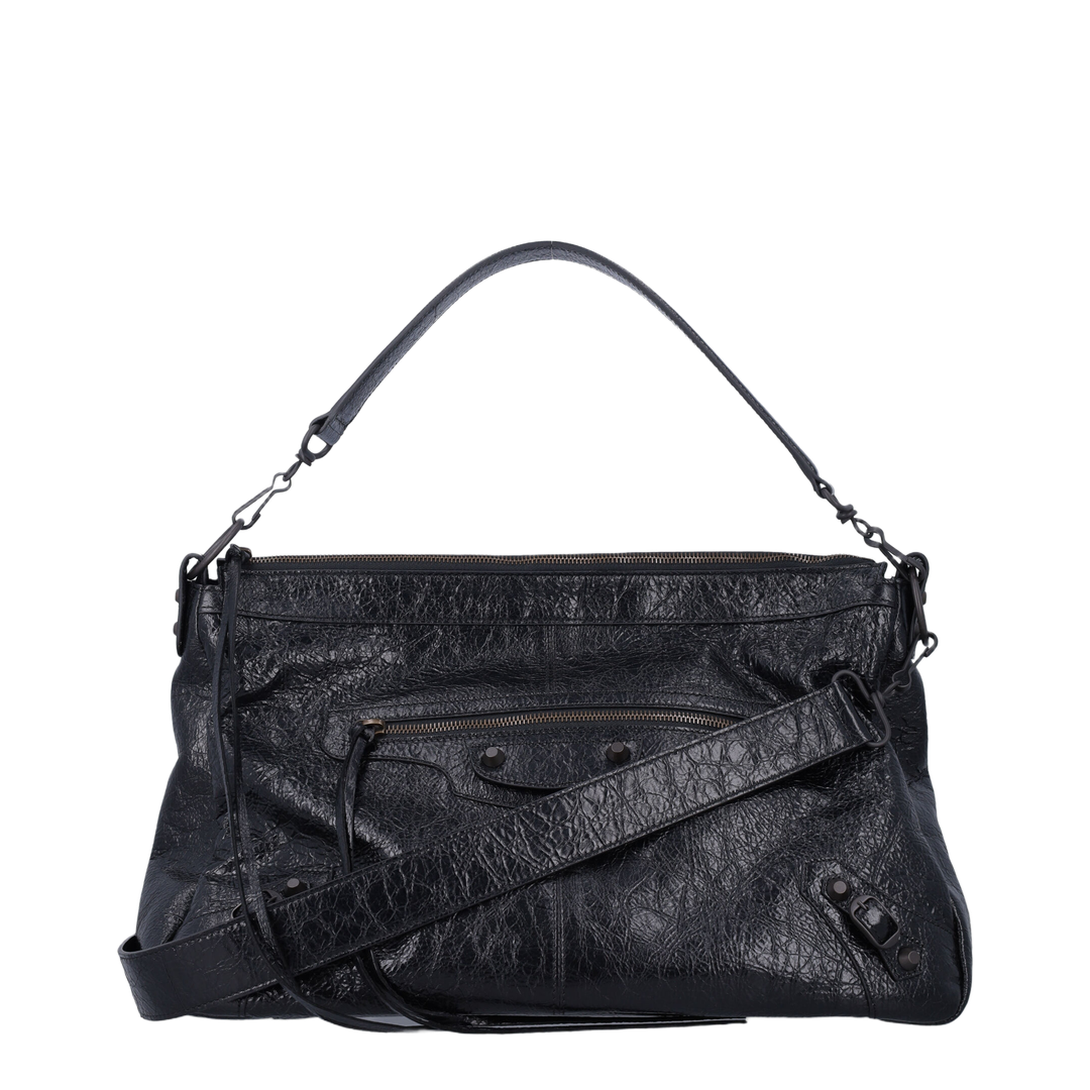 Le City Moto Medium Arena Lambskin Crossbody - Black - Image 1