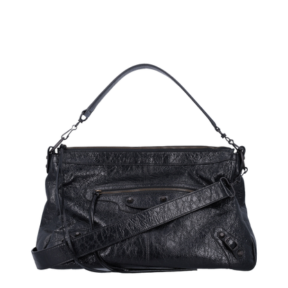 Le City Moto Medium Arena Lambskin Crossbody - Black - Image 1