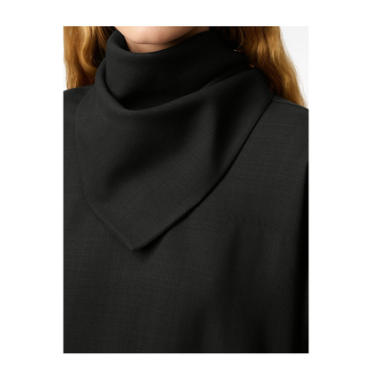 Black Wool Long Sleeves Bandana Blouse - Image 4