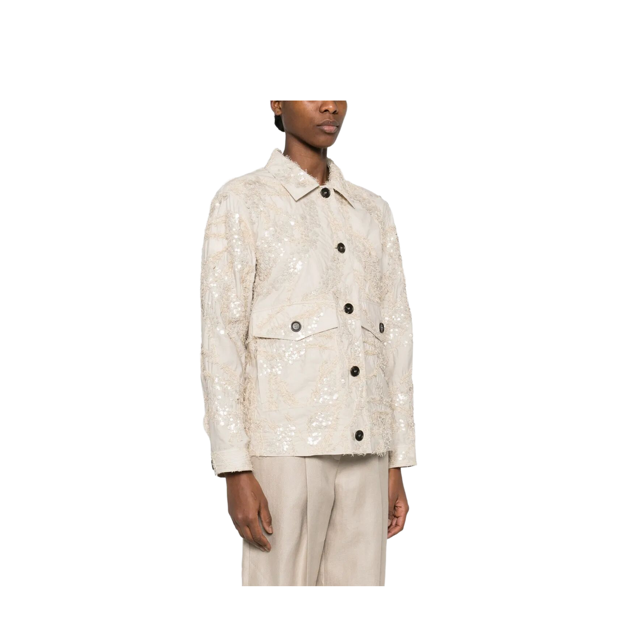 Dazzling Seabed Embroidery Outerwear Jacket in Techno Cotton Poplin - Image 3