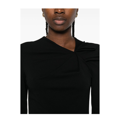 Long Dress with Gathering Detail in Stretch Milano Stitch - Image 5