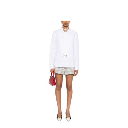 Cotton Poplin Shirt with Horsebit in White - Image 3