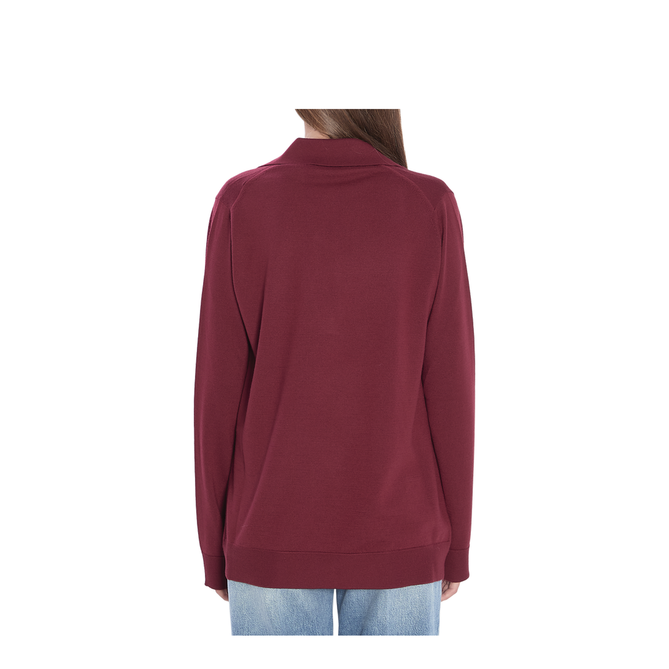 Extra Fine Wool Polo Top in Rosso Ancora Red - Image 4