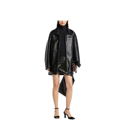 Zipped Vinyl Maxi Bomber Jacket - Image 3