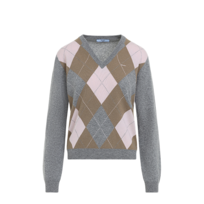 Argyle V-Neck Sweater - Image 1
