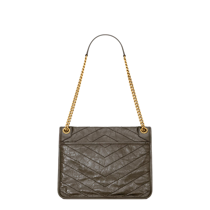 Niki Medium Calf Leather Shoulder Bag - Black - Image 4