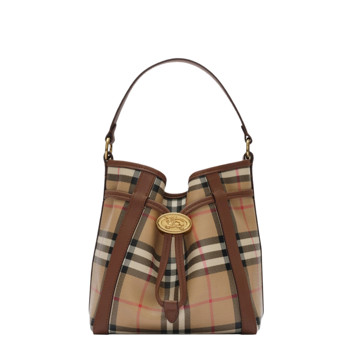 Mini Check Mini Canvas Bucket Bag - Archive Beige - Image 1