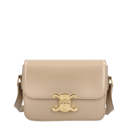 Triomphe Shiny Calfskin Crossbody Bag - Safari - Image 1