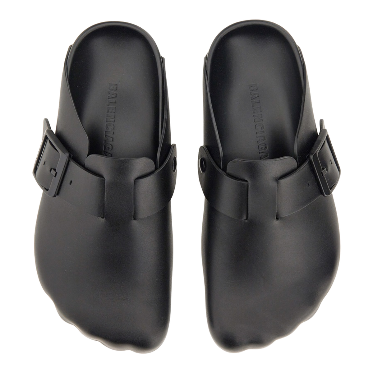 Balenciaga Black Sunday Clogs with Logo Strap - Image 6