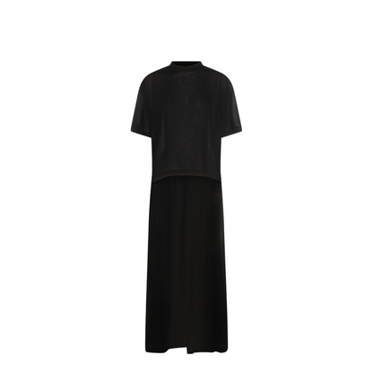 Black Maxi Train T-Shirt in Cotton Jersey - Image 2
