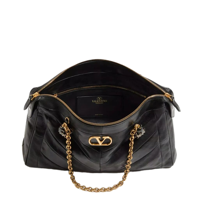 Panthea Shoulder Bag in Nappa Leather with Chevron Pattern - Image 4