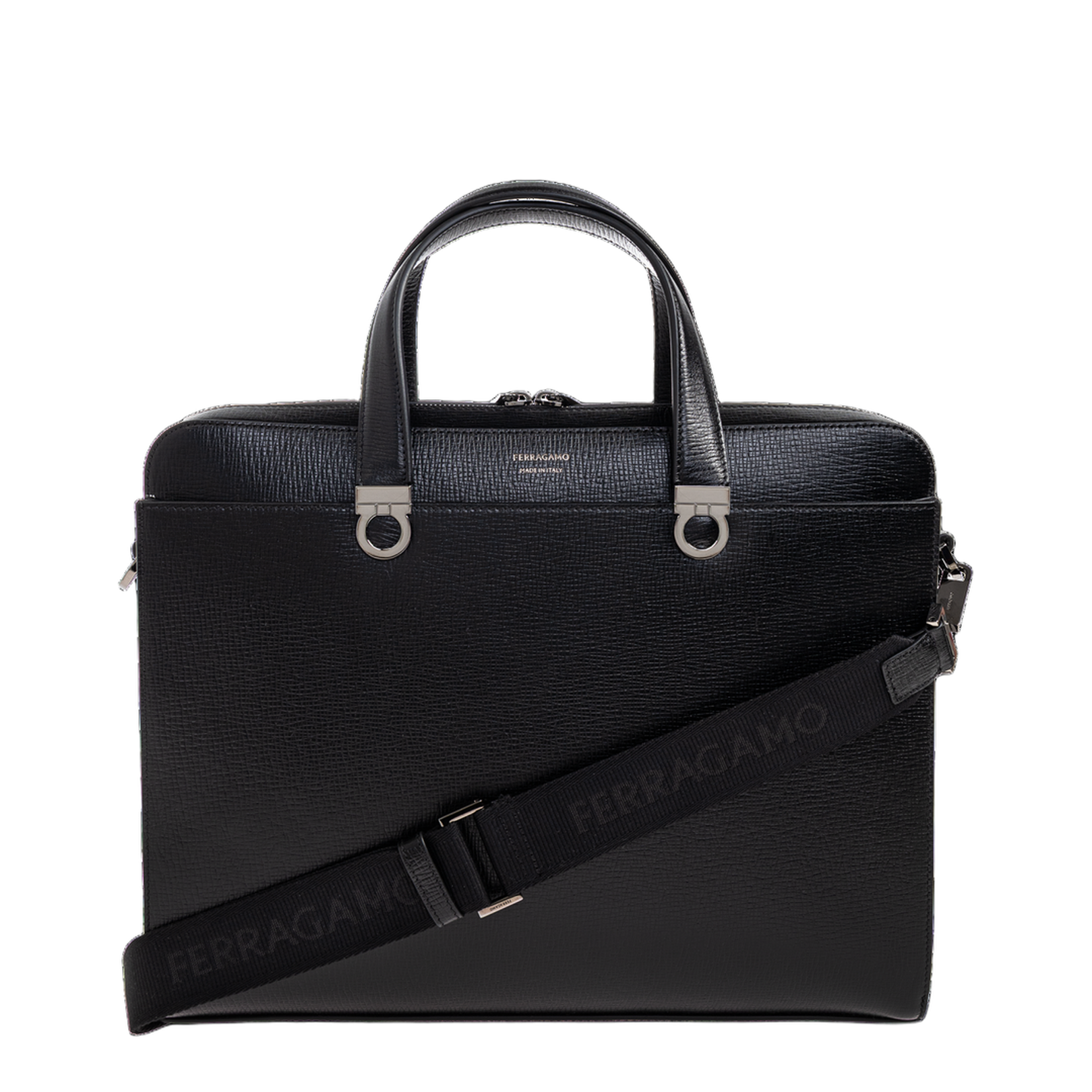 Leather Briefcase Logo Leather Black - Image 1