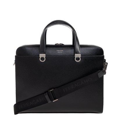 Leather Briefcase Logo Leather Black - Image 1