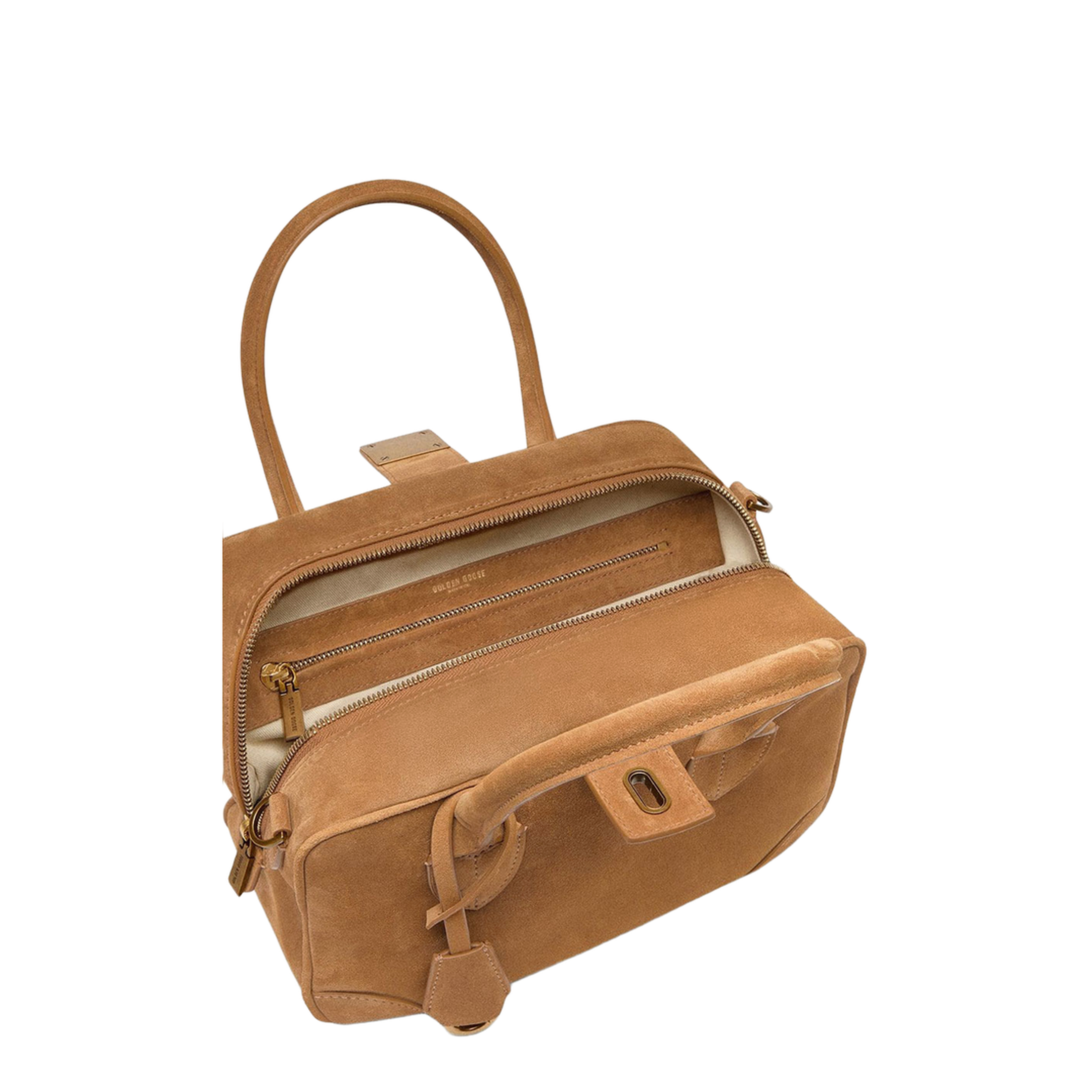 Vita Suede Bag with Gold Details - Image 4