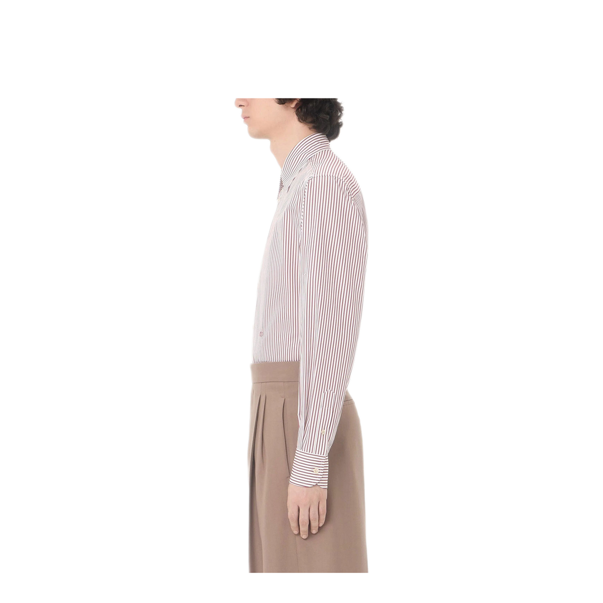Cotton Poplin Striped Shirt With Vlogo Embroidery - Image 2