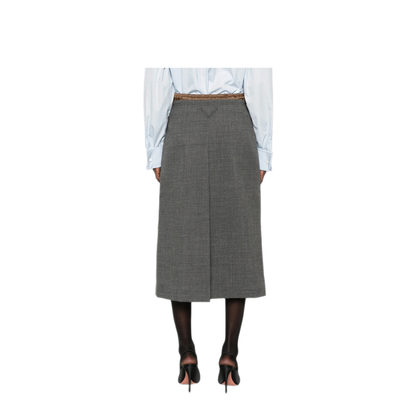 Pleated Wool Midi Skirt - Image 3
