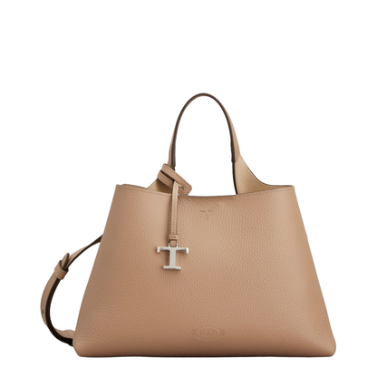 Small Calf Leather Top-Handle Bag - Cipria - Image 1