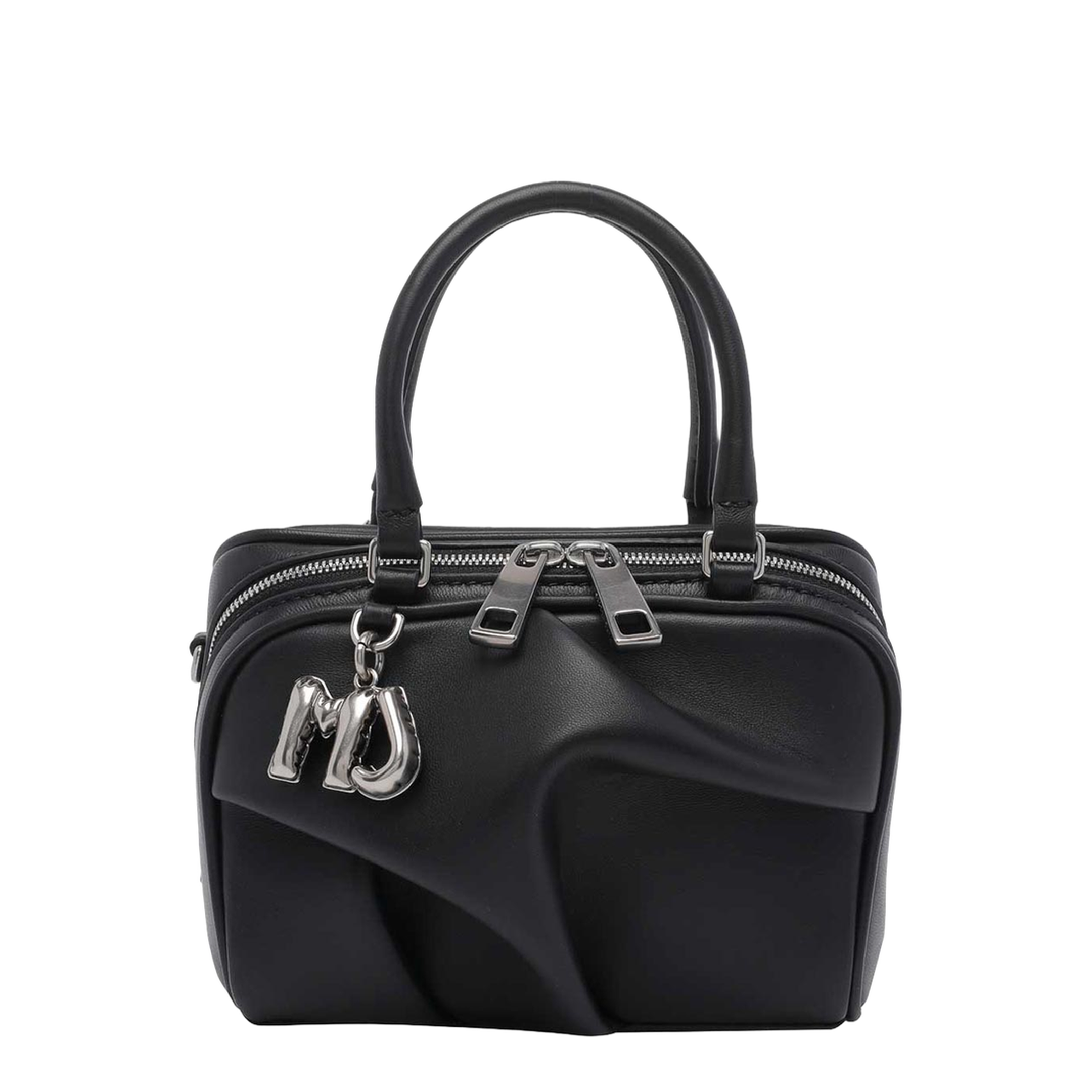 The Micro Bauletto Calf Leather Top Handle Bag - Black - Image 5
