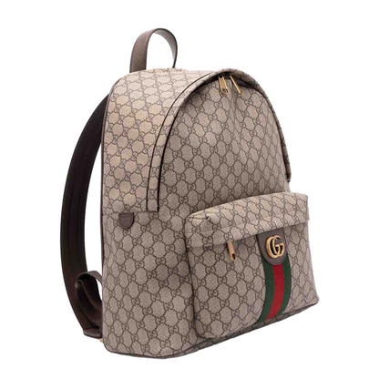 Medium Backpack in Beige and Dark Brown Fabric - Image 3