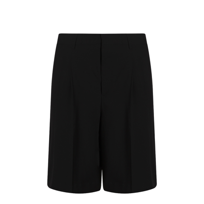 Black Pleated Bermuda Shorts in Cotton - Image 2