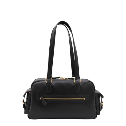 Black Pocket Nappa Leather Top-handle Bag - Image 3