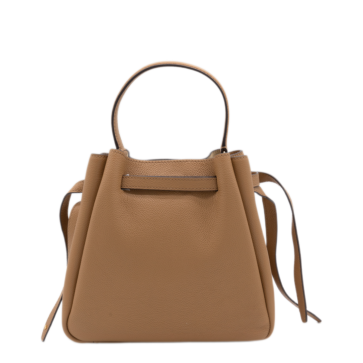 Pebbled Leather Bucket Bag - Caramel - Image 2