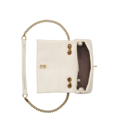 Contemporary Smooth Leather Shoulder Bag - Cloud White - Image 4