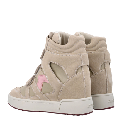 Bekett wedge sneakers in beige/pink suede - Image 4