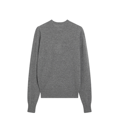 Classic Cashmere Crew-Neck Sweater in Mid Grey Melange - Image 2
