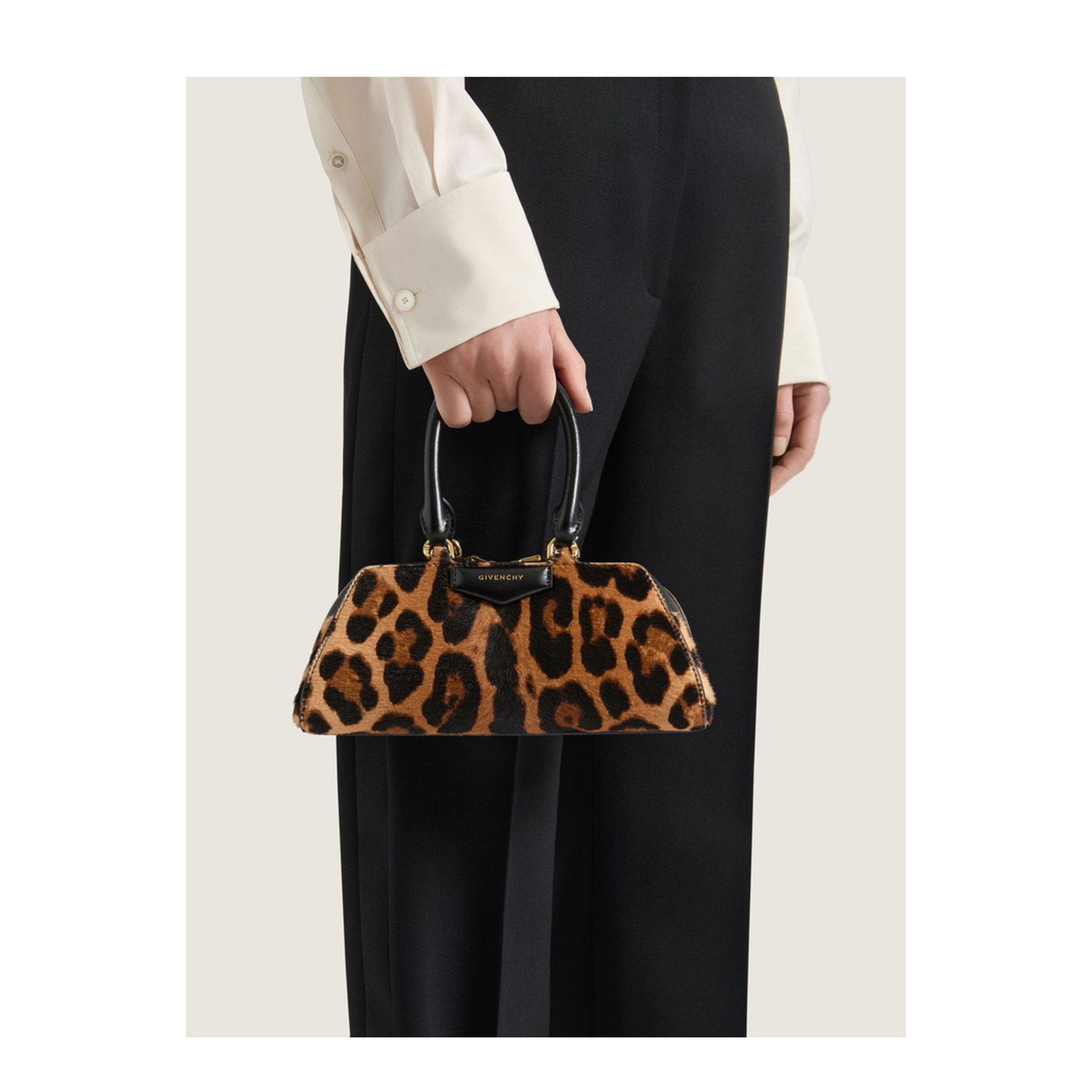 Mini Antigona East-West Bag in Leopard Pony Effect Leather - Image 4