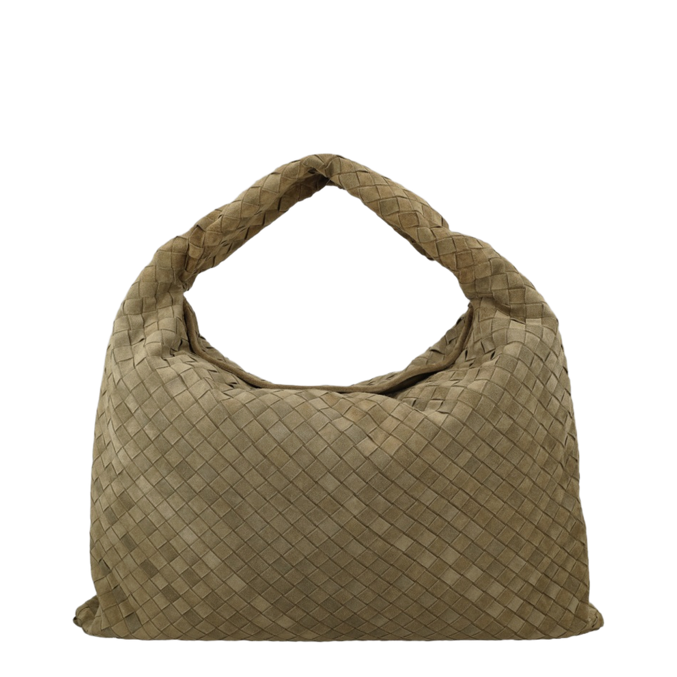 Hop Large Intrecciato Shoulder Bag Suede Mud - Image 1