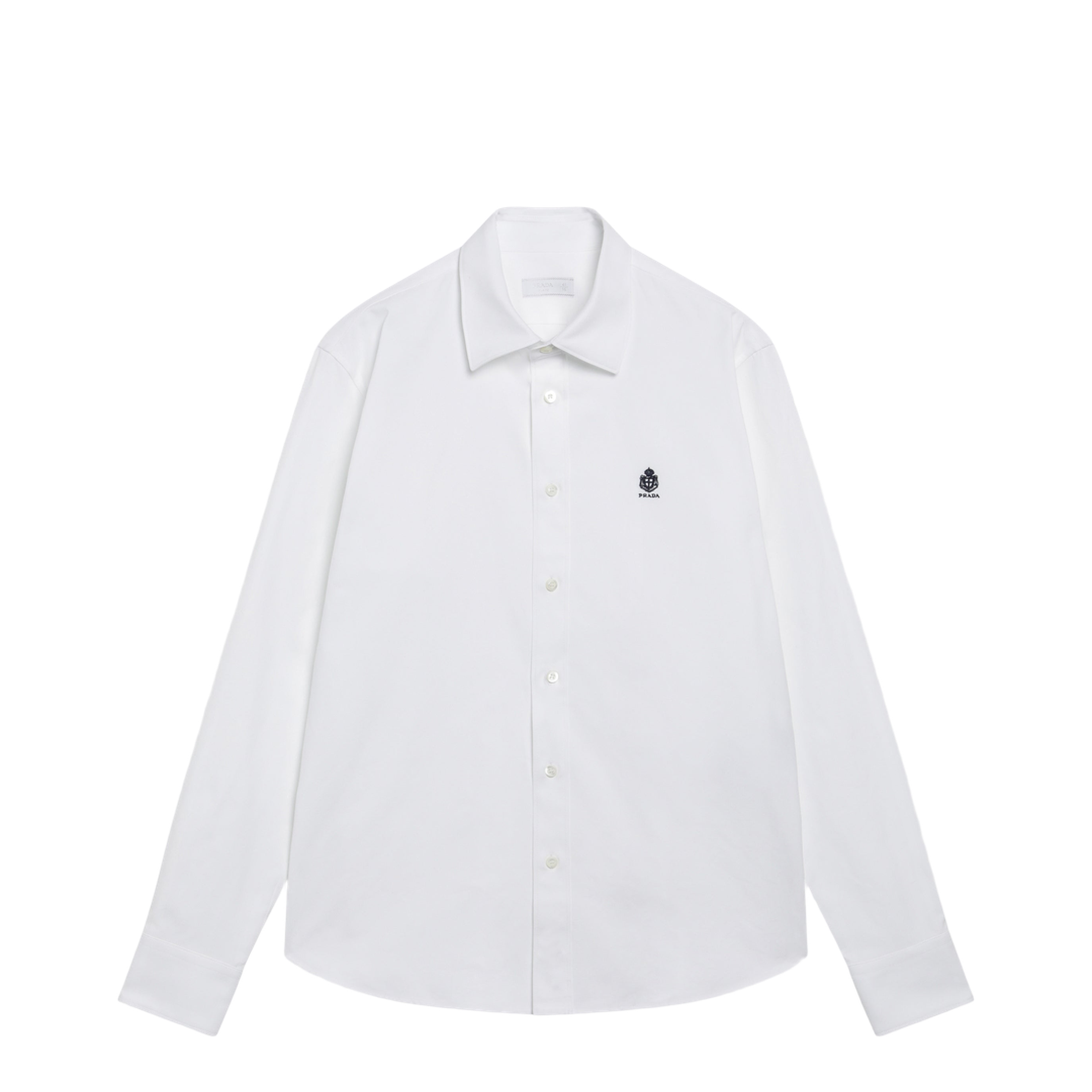 Classic-fit cotton shirt with embroidered logo in white - Image 1