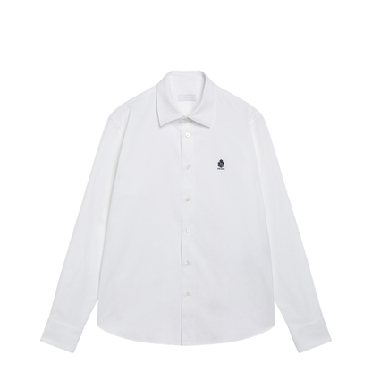 Classic-fit cotton shirt with embroidered logo in white - Image 1