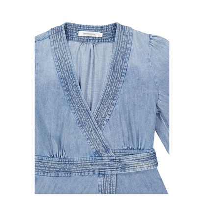 Indra Denim Wrap Midi Dress - Image 4