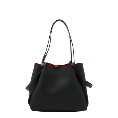 Bettina Small Grained Calf Leather Tote - Black - Image 6
