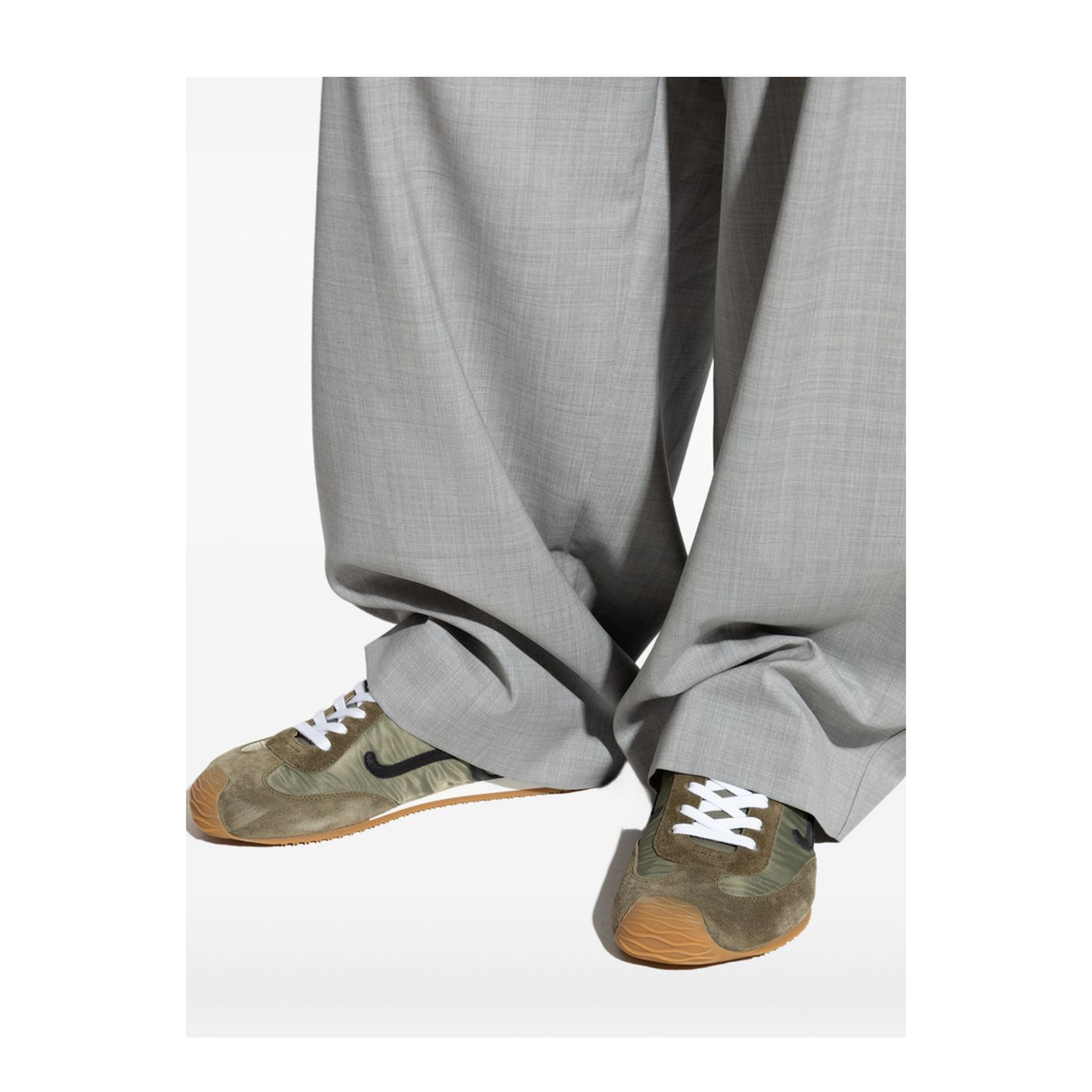 Ballet Runner 2.0 in Nylon and Calfskin Green - Image 6