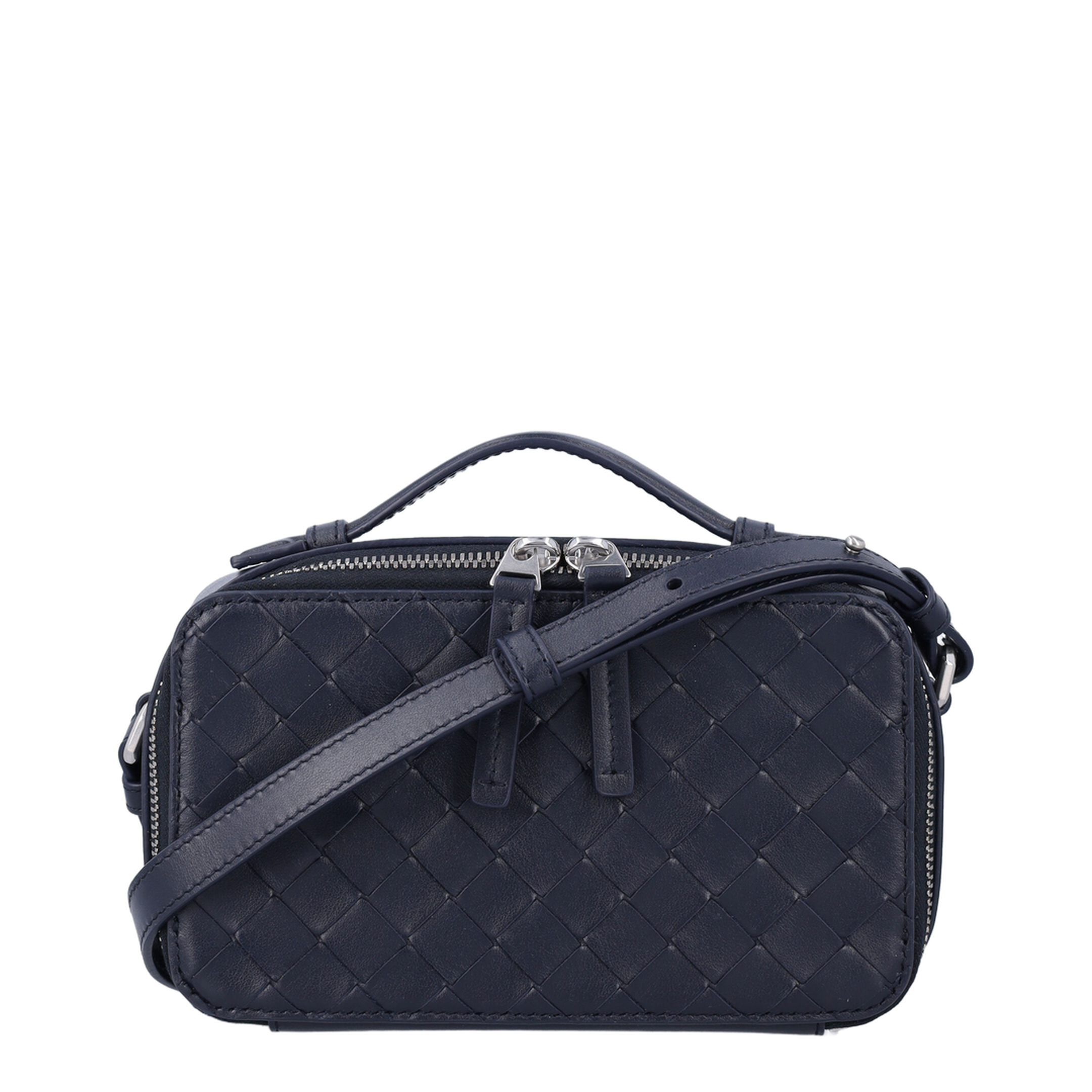 Intrecciato Getaway Calfskin Phone Pouch - Midnight - Image 1