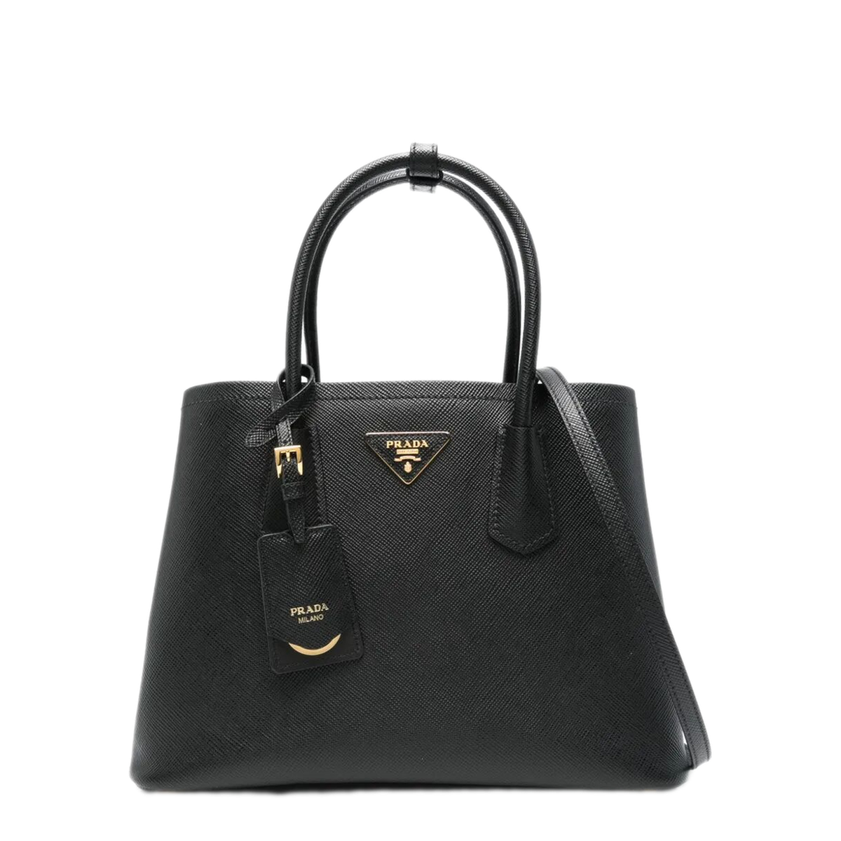 Double Medium Leather Handbags - Black - Image 1
