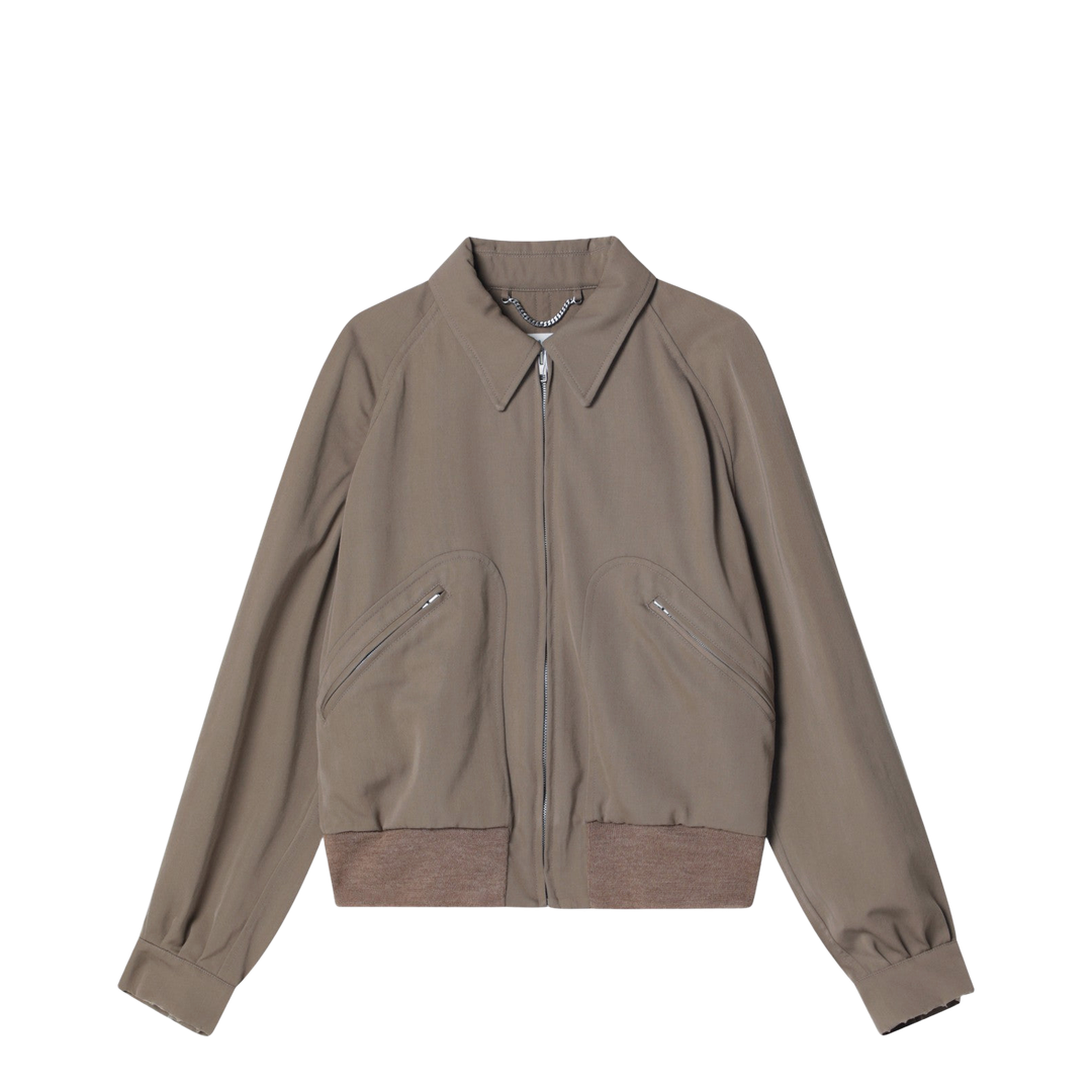 Beige Virgin Wool Zip-Up Jacket - Image 1